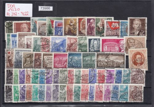 DDR 1953, Mich.-Nr.: 342-422 (ohne Block 8+9 A+B)  gestempelt Komplett