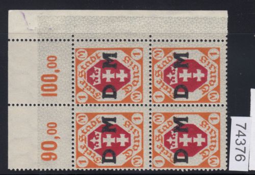 Danzig Dienst 1921 Mi.Nr. D 11  **  Eckrand 4er.-Block
