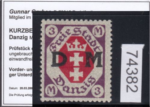 Danzig Dienst 1921 Mi.Nr. D 14 DG  *  geprüft  Befund