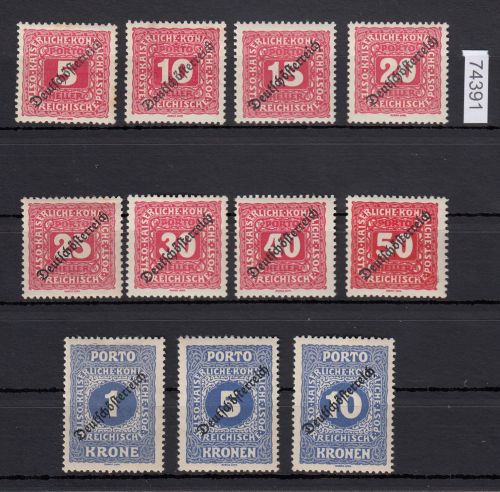 Österreich 1919, Mich.-Nr.: Porto 64-74 *