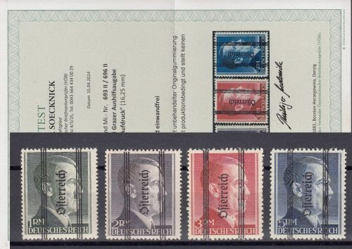 Österreich 1945, Mich.-Nr.: 693-696 II ** geprüft  Attest