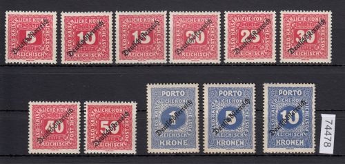 Österreich 1919, Mich.-Nr.: Porto 64-74 **