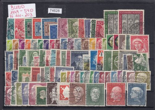 Bund 1949-54, Mich.-Nr.: 111-203 Gestempelt Komplett