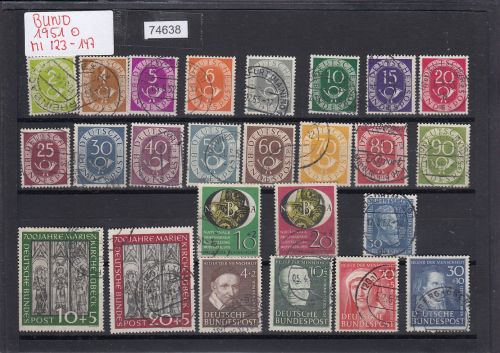Bund 1951, Mich.-Nr.: 123-147 Gestempelt Komplett