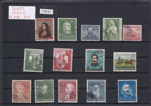Bund 1952, Mich.-Nr.: 148-161 Gestempelt Komplett