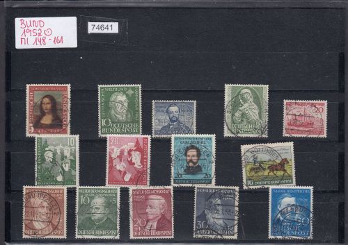 Bund 1952, Mich.-Nr.: 148-161 Gestempelt Komplett