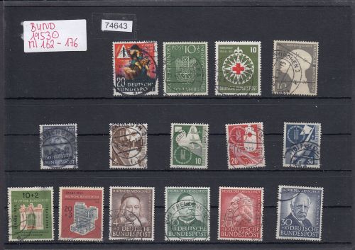 Bund 1953, Mich.-Nr.: 162-176 Gestempelt Komplett