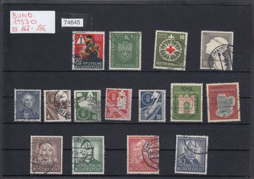 Bund 1953, Mich.-Nr.: 162-176 Gestempelt Komplett
