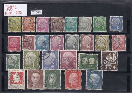 Bund 1954, Mich.-Nr.: 177-203 Gestempelt Komplett
