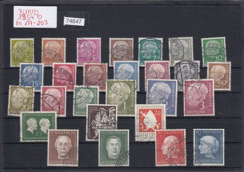 Bund 1954, Mich.-Nr.: 177-203 Gestempelt Komplett