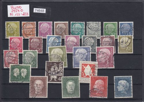 Bund 1954, Mich.-Nr.: 177-203 Gestempelt Komplett