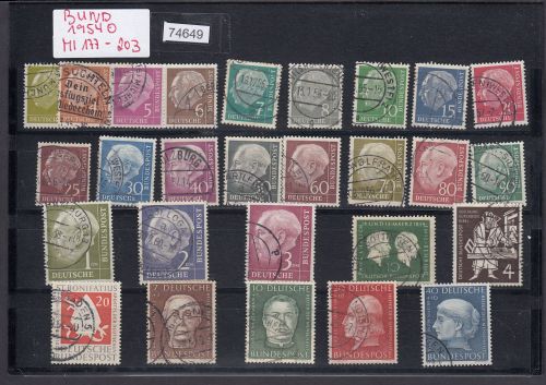 Bund 1954, Mich.-Nr.: 177-203 Gestempelt Komplett