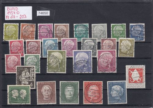 Bund 1954, Mich.-Nr.: 177-203 Gestempelt Komplett