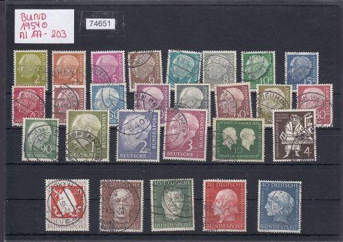 Bund 1954, Mich.-Nr.: 177-203 Gestempelt Komplett