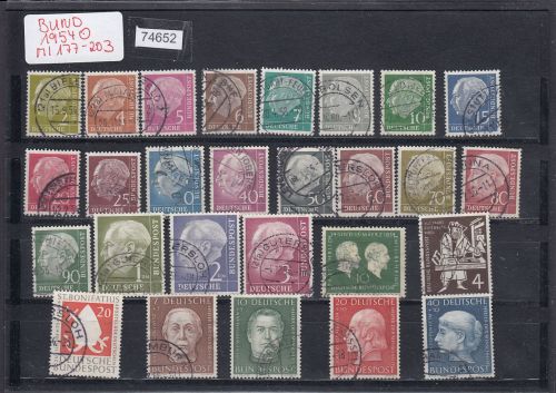 Bund 1954, Mich.-Nr.: 177-203 Gestempelt Komplett