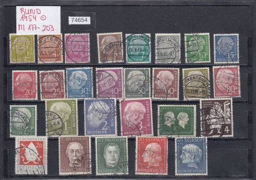 Bund 1954, Mich.-Nr.: 177-203 Gestempelt Komplett