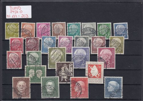 Bund 1954, Mich.-Nr.: 177-203 Gestempelt Komplett