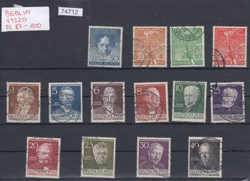 Berlin 1952, Mich.-Nr.: 87-100 Komplett Gestempelt