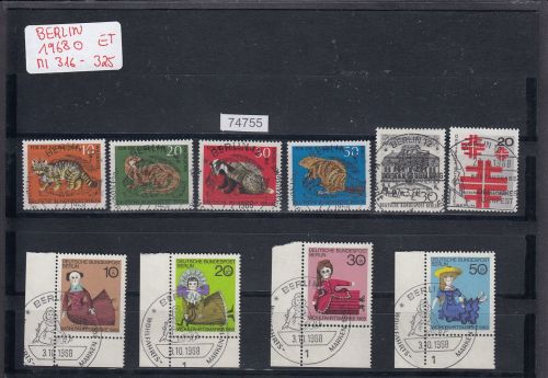 Berlin 1968, Mich.-Nr.: 316-325 LUXUS Gestempelt teil Ersttag  Komplett