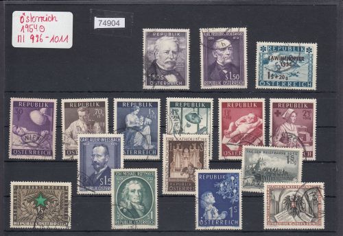 Österreich 1954, Mich.-Nr.: 996-1011  Komplett gestempelt