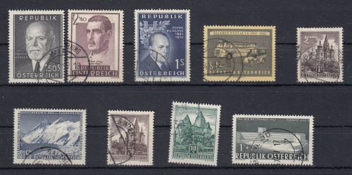 Österreich 1957, Mich.-Nr.: 1031-1039  Komplett gestempelt