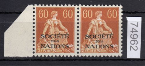 Schweiz/Ämter SDN 1922 (1944) : Mi.-Nr.: 10 x **   waag.-paar  normales Faserpapier
