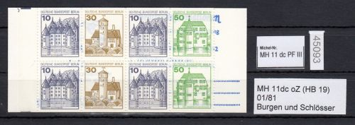 Berlin 1980, Mich.-Nr.: MH 11 dc  **  + Plattenfehler