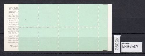 Berlin 1974, Mich.-Nr.: MH 9 cII V **  versuchsheftchen