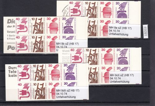 Berlin 1974, Mich.-Nr.: MH 9 a+b+cII+dII   **