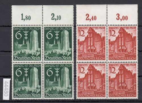 DR 1939, Mich.-Nr.: 714+15 ** Oberrand  4er.-Block