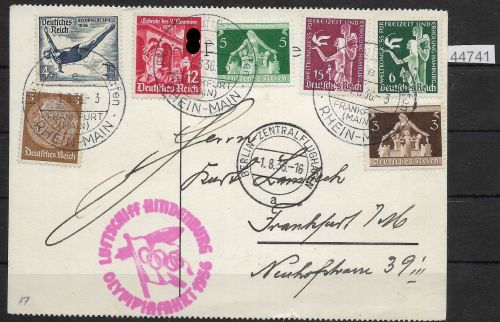 DR Zeppelinpost 1936 Mi. Nr. Versch. Mischfrankatur, Olympiafahrt 1936