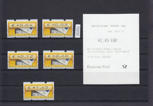Bund 2002, Mich.-Nr.: ATM 5 **  0,04-1,65   VS 8  mit Quittung