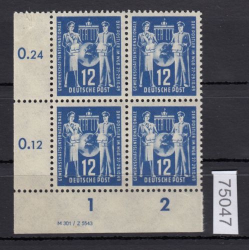 DDR 1949, Mich.-Nr.: 243 ** DV Eckrand 4er.-Block Druckvermerk  + 243 IV lesen