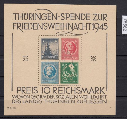 SBZ  1945 Mi.-Nr.:  Block 2 Stempelt  FALSCH  geprüft