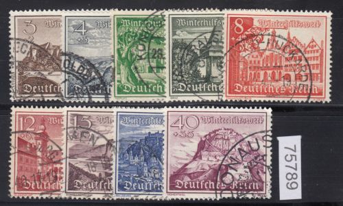 DR 1939, Mich.-Nr.: 730-738 gestempelt