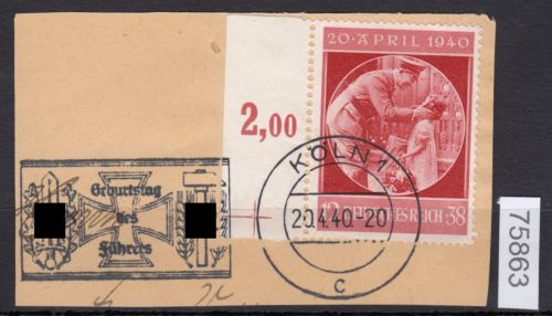 DR 1940, Mich.-Nr.: 744 gestempelt   Köln