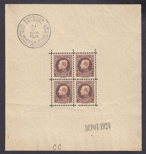 Belgien 1924, Mich.-Nr.: 186 **  Kleinbogen