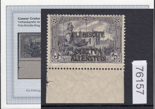 Abstimmung. Allenstein 1920, Mi.-Nr. 14 DD *  geprüft  Befund   Doppeldruck