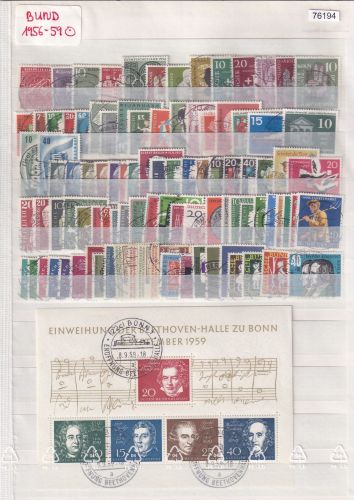 Bund 1956-59, Mich.-Nr.: 227-325 Gestempelt Komplett