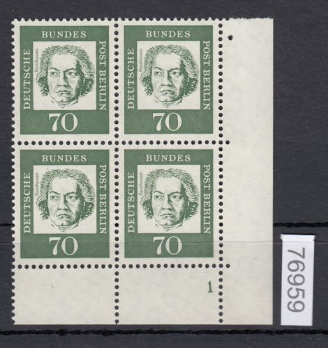 Berlin 1961, Mich.-Nr.: 210 **   Eckrand  4er.-Block  RU  Formnr. 1