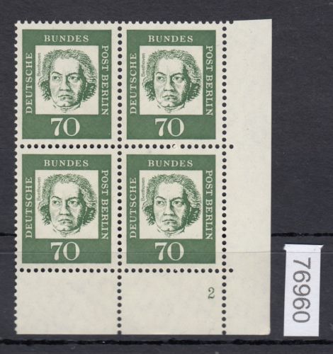 Berlin 1961, Mich.-Nr.: 210 **   Eckrand  4er.-Block  RU  Formnr. 2