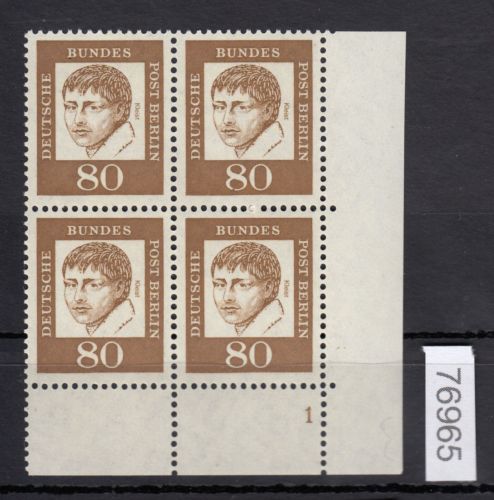 Berlin 1961, Mich.-Nr.: 211 **   Eckrand  4er.-Block  RU  Formnr. 1