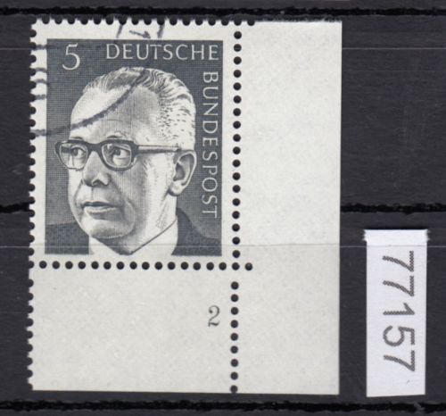 Bund 1970, Mich.-Nr.: 635 gestempelt  FN 2  Eckrand