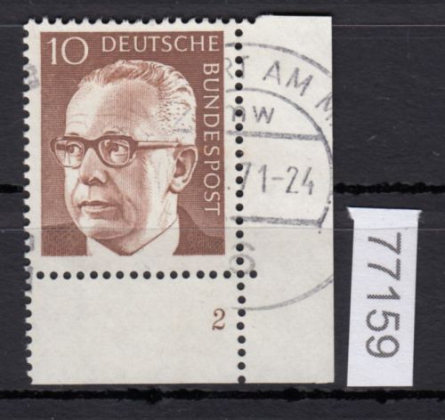 Bund 1970, Mich.-Nr.: 636 gestempelt  FN 2  Eckrand