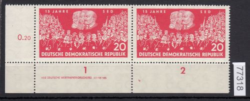 DDR 1961, Mich.-Nr.: 821 ** DV   FN 4   Eckrand  Druckvermerk