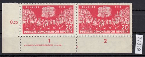 DDR 1961, Mich.-Nr.: 821 ** DV   FN 3   Eckrand  Druckvermerk