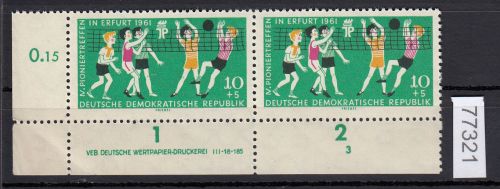 DDR 1961, Mich.-Nr.: 827 ** DV   FN 3   Eckrand  Druckvermerk  etwas eckbügig