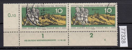 DDR 1961, Mich.-Nr.: 833 gestempelt DV  FNr. 4    Eckrand  Druckvermerk