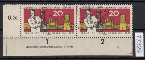 DDR 1961, Mich.-Nr.: 834 gestempelt DV  FNr. 4   Eckrand  Druckvermerk