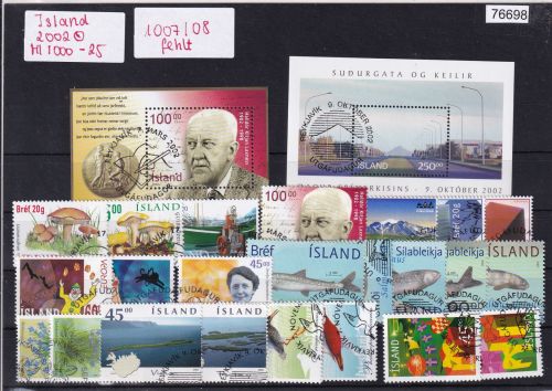 Island 2002, Mich.-Nr.: gestempelt komplett ohne 1007+08